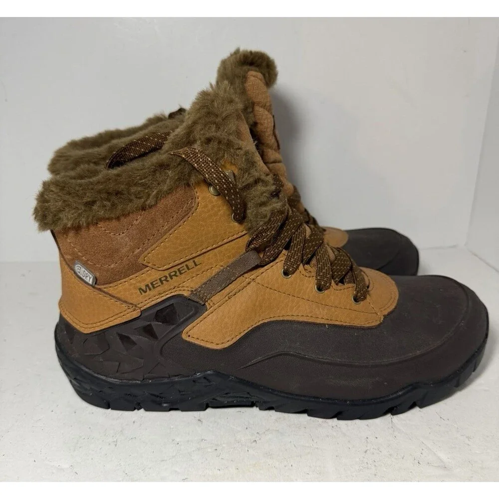 Merrell Boots Women's 10 Brown Aurora 6 Ice+ Waterproof Dry Snow Arctic Grip